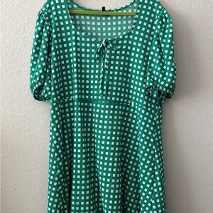 Vero Moda Green Puff Sleeve Dress with Tie Front